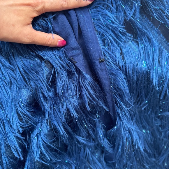 **LAST CALL** MARTIN GRANT NWOT V neck fringe vest in Blue Size M - Picture 2 of 5